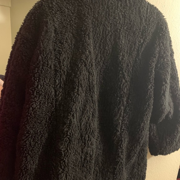 American Eagle Teddy Fuzzy Sherpa black coat Size Medium M - Picture 6 of 11